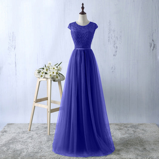 YIDINGZS Navy Blue Prom Dress 2018 New Arrive Lace Tulle A-line Formal Long Evening Party Dress
