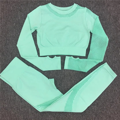 Long Sleeve Crop Top High Waist Workout Leggings