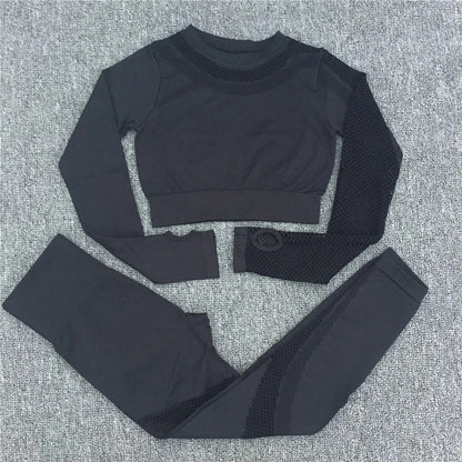 Long Sleeve Crop Top High Waist Workout Leggings