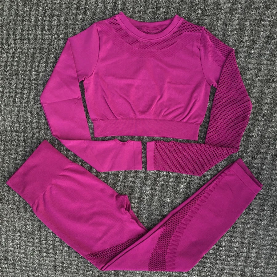 Long Sleeve Crop Top High Waist Workout Leggings