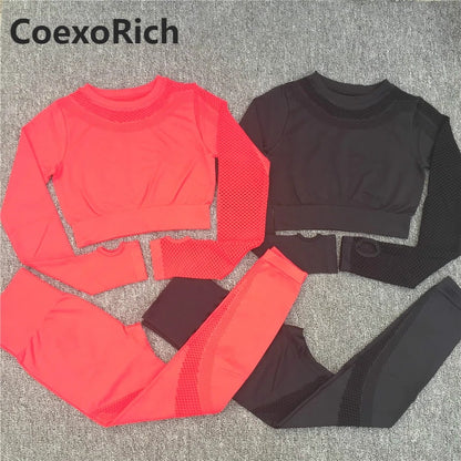 Long Sleeve Crop Top High Waist Workout Leggings