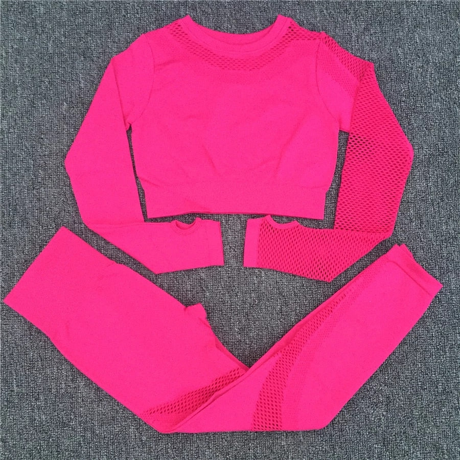 Long Sleeve Crop Top High Waist Workout Leggings