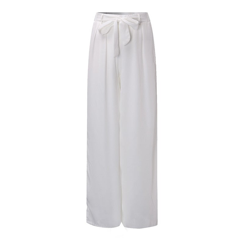 ZANZEA Women Chiffon Wide Leg Pants 2018 Summer Autumn Casual Loose Elastic High Waist Bow Solid Oversized Trousers Pant