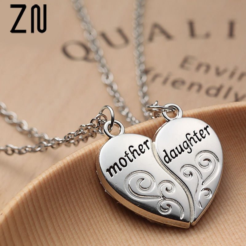 ZN Popular Mother and Daughter Heart necklace women Love "Mom" Necklace Mother's Day Gifts For Mother