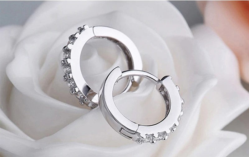 Silver Plated Crystal Circle Earrings