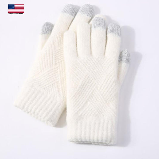 Solid Woolen Touch Screen  Gloves