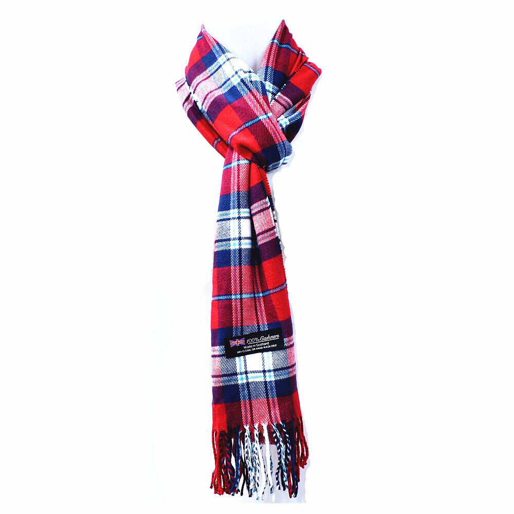 Winter Unisex 100% Cashmere Plaid Stripe Scarf