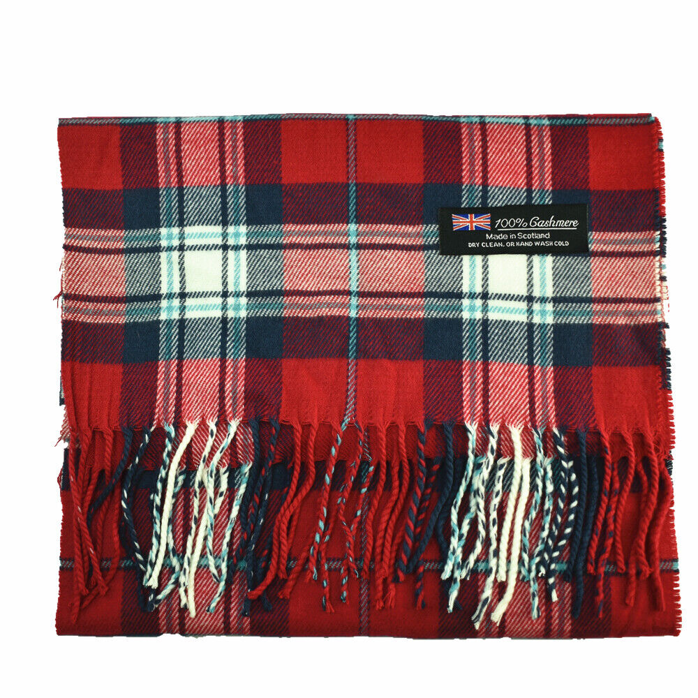 Winter Unisex 100% Cashmere Plaid Stripe Scarf