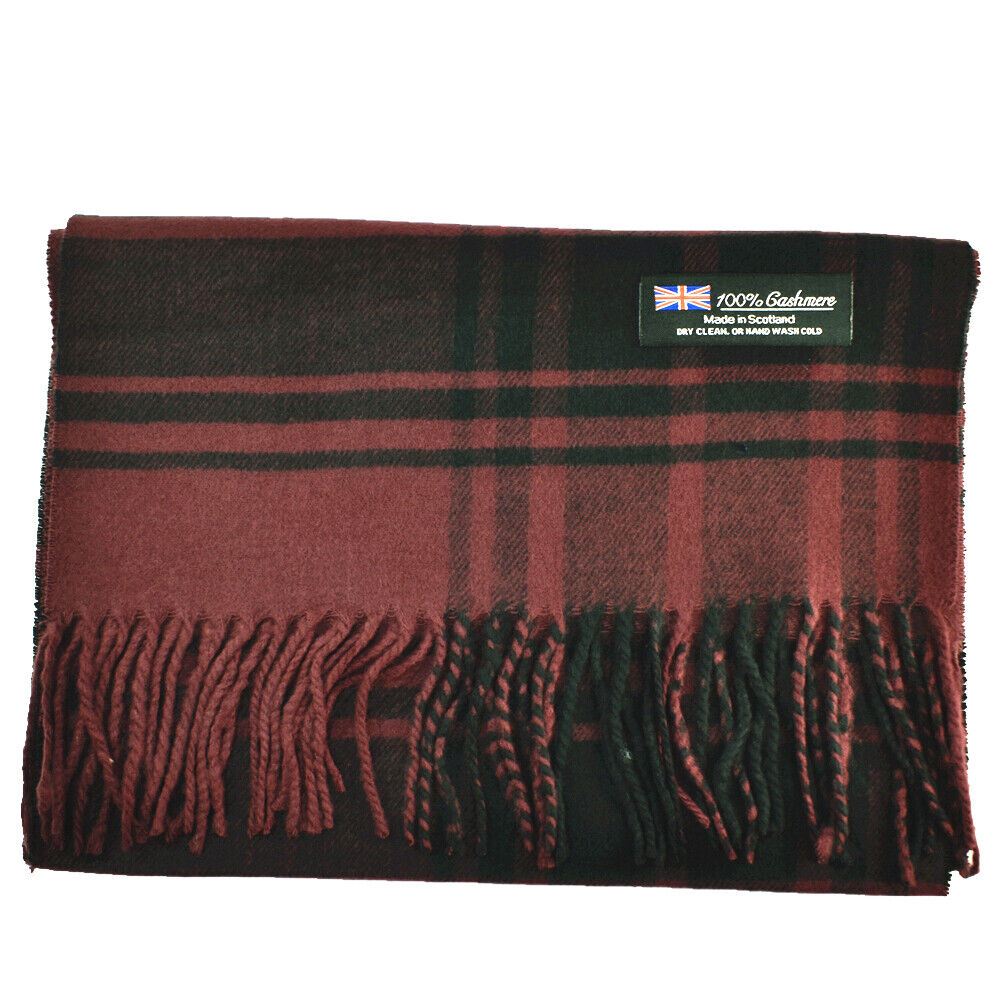 Winter Unisex 100% Cashmere Plaid Stripe Scarf