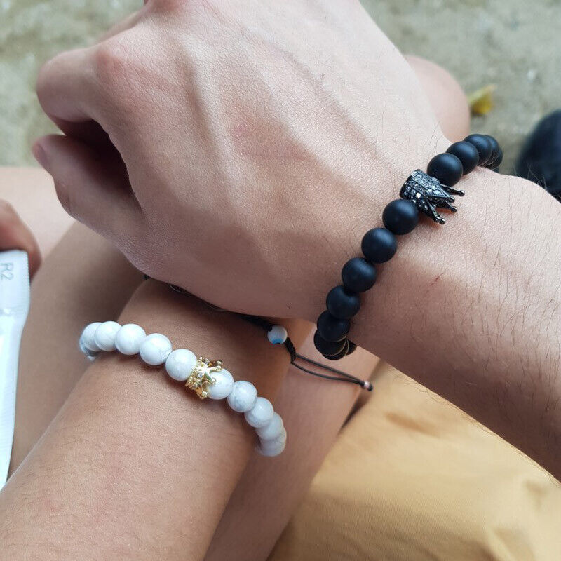 2 Pcs Couple His & Hers Distance Bracelets