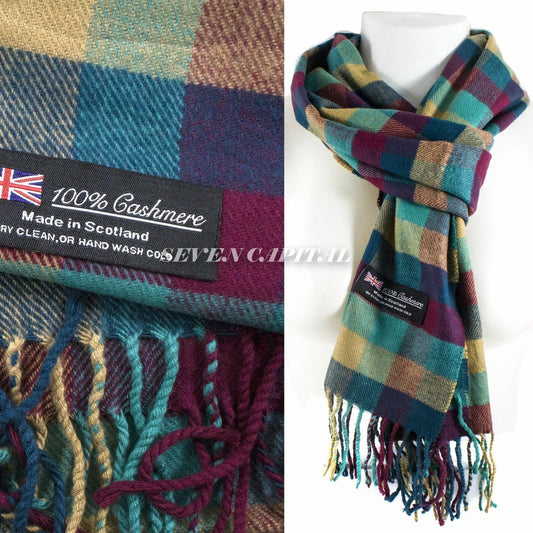 CASHMERE Scarf Scarves Plaid Wool