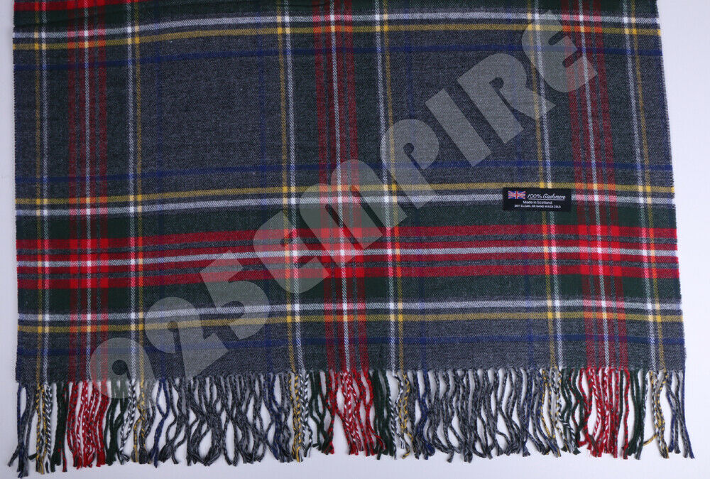 Oversized Plaid Check Blanket 100% Cashmere Scarf