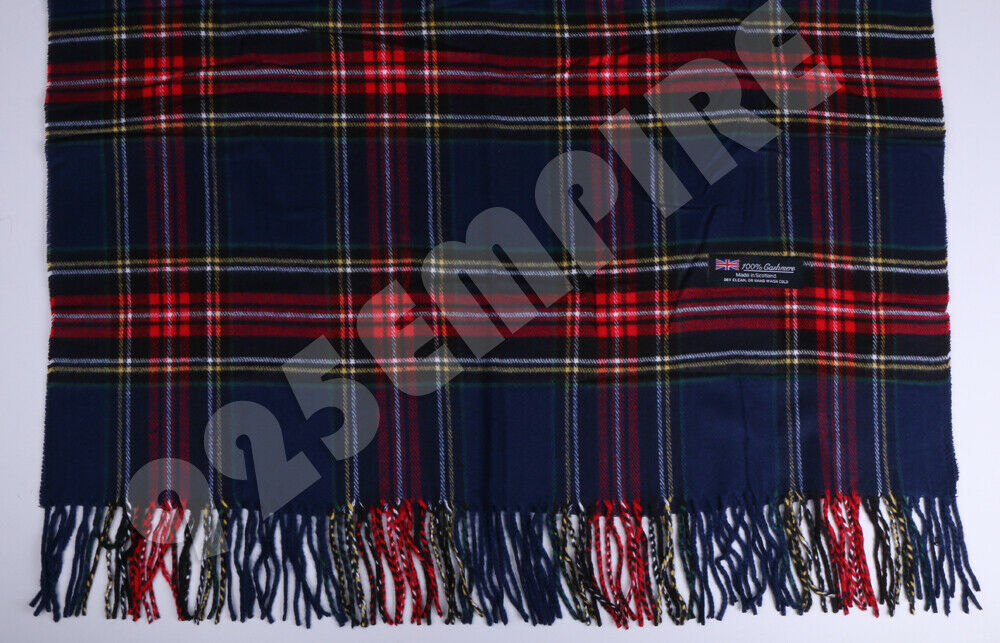 Oversized Plaid Check Blanket 100% Cashmere Scarf