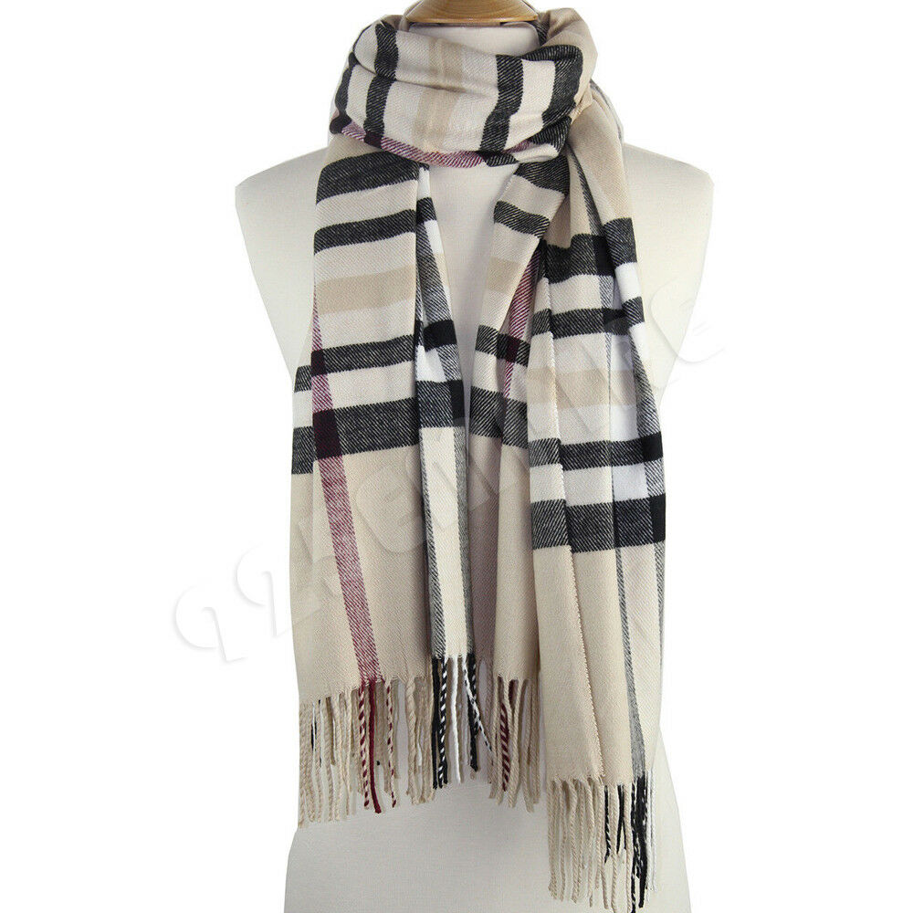 Oversized Plaid Check Blanket 100% Cashmere Scarf