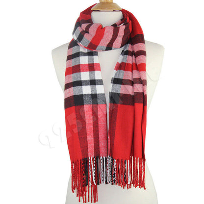 Oversized Plaid Check Blanket 100% Cashmere Scarf