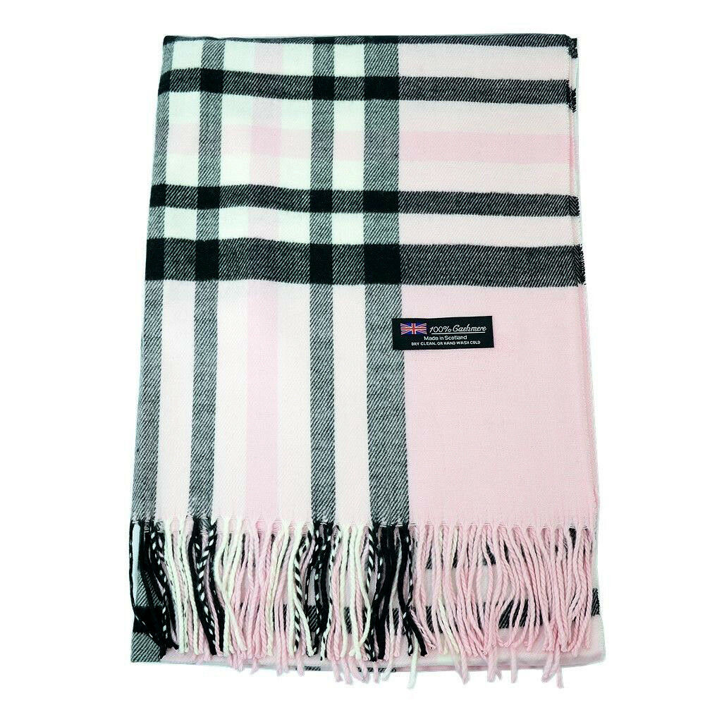 Oversized Plaid Check Blanket 100% Cashmere Scarf