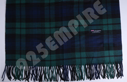 Oversized Plaid Check Blanket 100% Cashmere Scarf