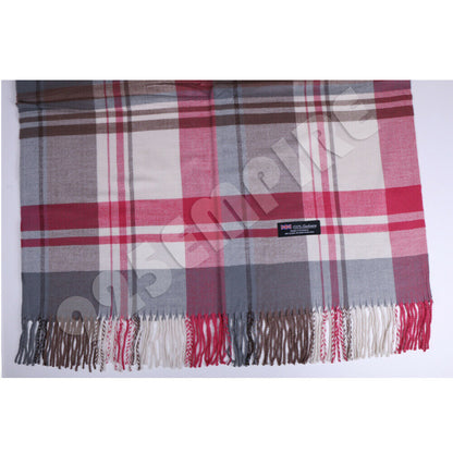 Oversized Plaid Check Blanket 100% Cashmere Scarf