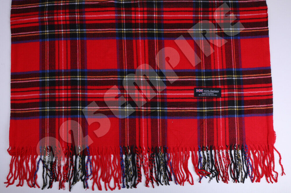 Oversized Plaid Check Blanket 100% Cashmere Scarf