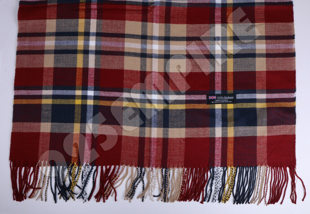 Oversized Plaid Check Blanket 100% Cashmere Scarf