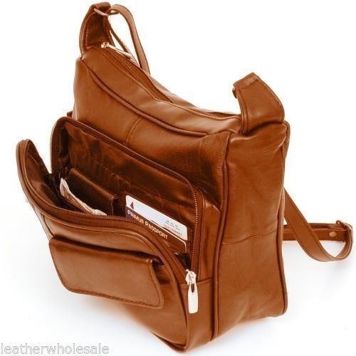 Women's Leather Organizer Purse Shoulder Bag