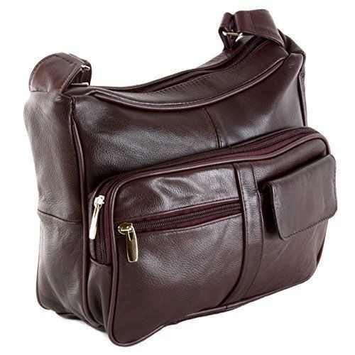 Women's Leather Organizer Purse Shoulder Bag