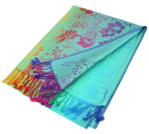 Women's Rainbow Print Pashmina Shawls, Pashmina Scarves