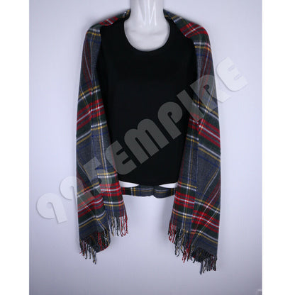 Oversized Plaid Check Blanket 100% Cashmere Scarf