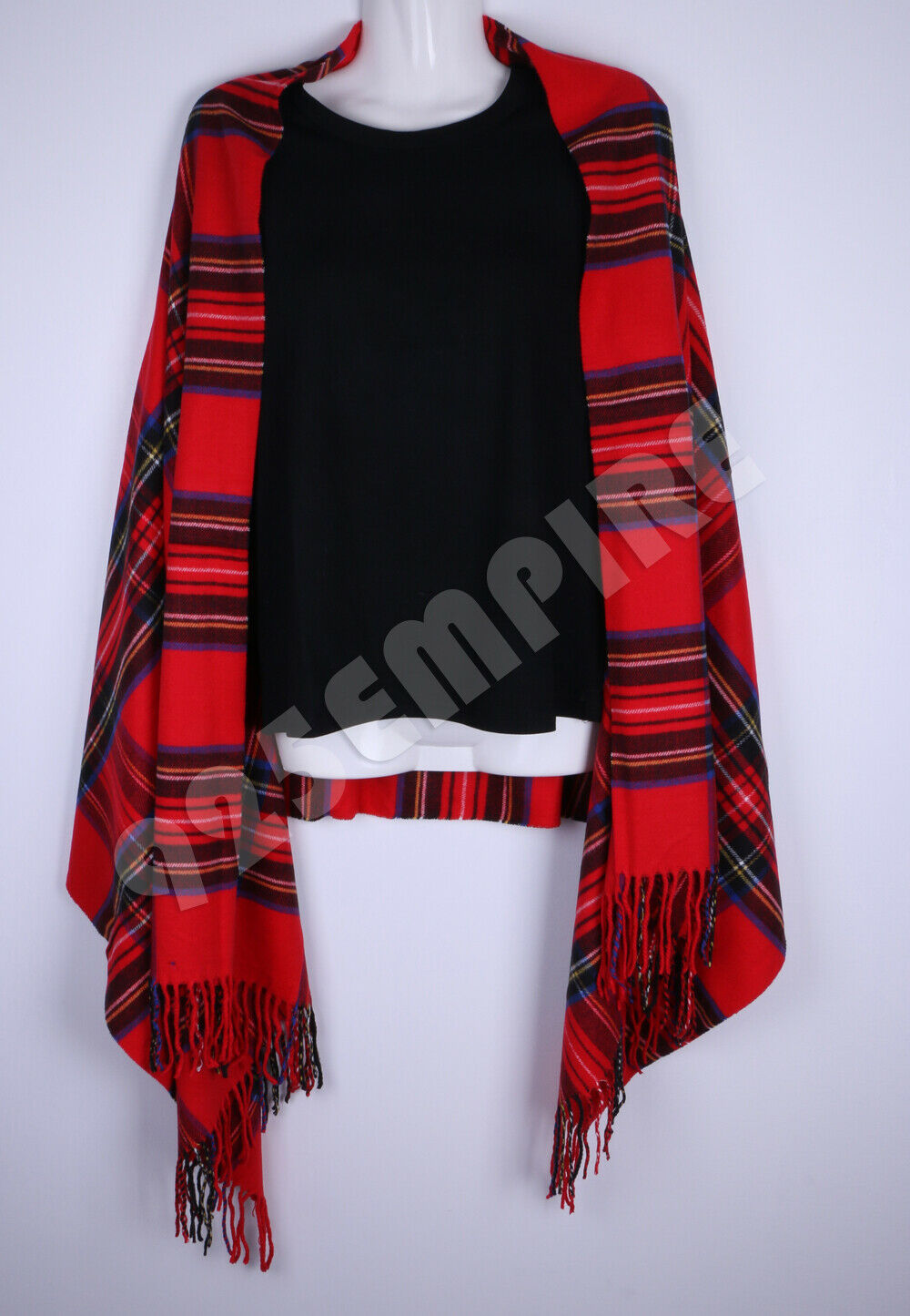 Oversized Plaid Check Blanket 100% Cashmere Scarf