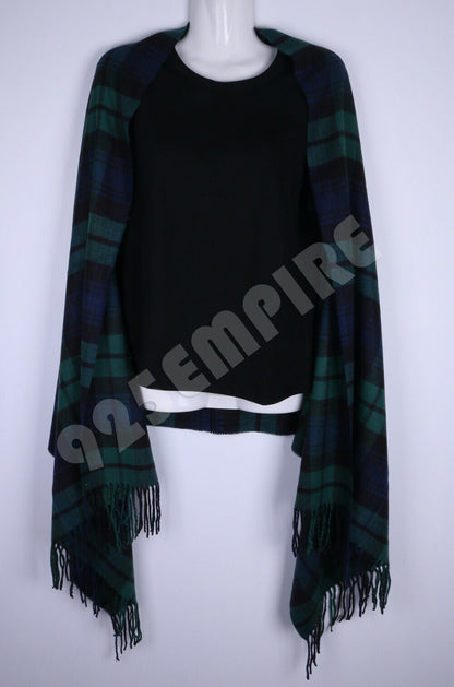 Oversized Plaid Check Blanket 100% Cashmere Scarf