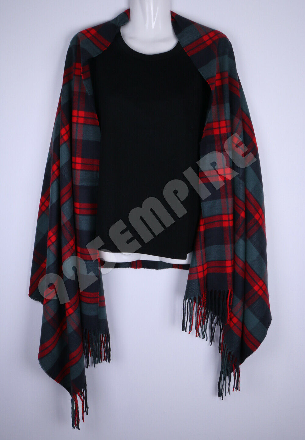 Oversized Plaid Check Blanket 100% Cashmere Scarf