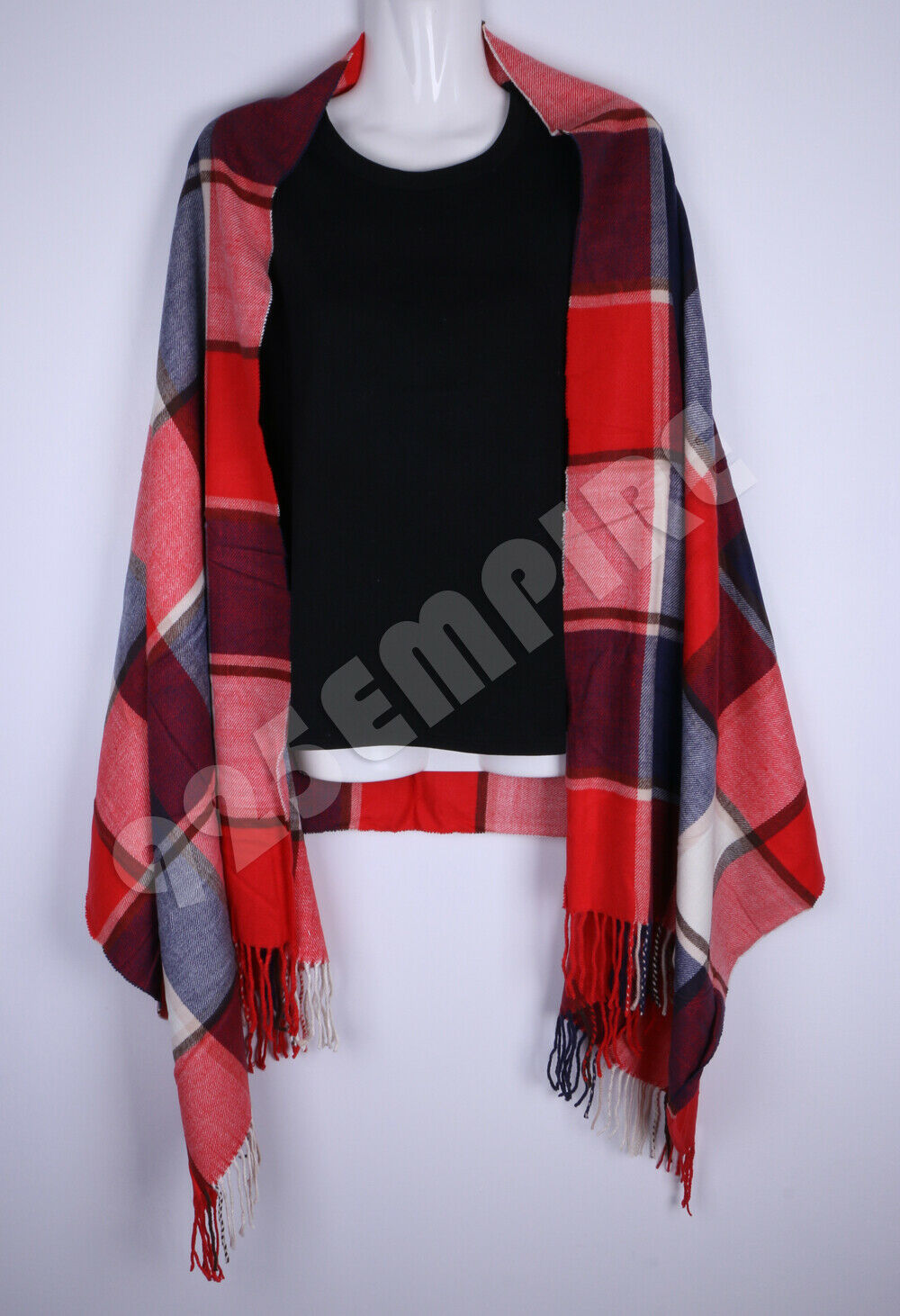 Oversized Plaid Check Blanket 100% Cashmere Scarf