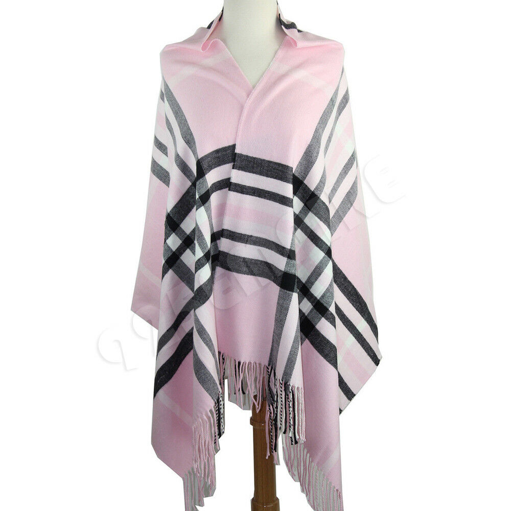 Oversized Plaid Check Blanket 100% Cashmere Scarf