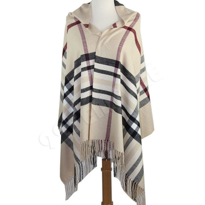 Oversized Plaid Check Blanket 100% Cashmere Scarf